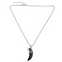 Vintage Wolf Fang Pendant Men's Necklace with Crystal Agate Accents - NKB607
