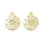 Brass Micro Pave Clear Cubic Zirconia Pendants, Flat Round