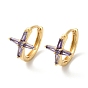Cross Cubic Zirconia Cuff Earrings, Real 18K Gold Plated Brass Jewelry for Women, Cadmium Free & Lead Free