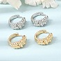 Brass Hoop Earrings for Women, Leaf