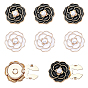 8Pcs 2 Colors Flower Alloy Resin Cufflinks, Shawls and Capes Buckles, for Garment Accessories, Golden