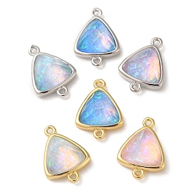 Synthetic Opal Connector Charms, Rack Plating Brass Triangle Links