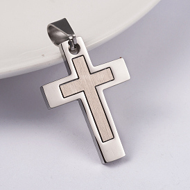 304 Stainless Steel Pendants, Cross, 31x22x2mm, Hole: 5x8mm