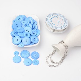 Kostenlose Tutorial DIY Schmuck-Sets für Braceletmaking, Acryl-Misch Tasten, Kupferdraht und Eisen Armbänder, 205 mm