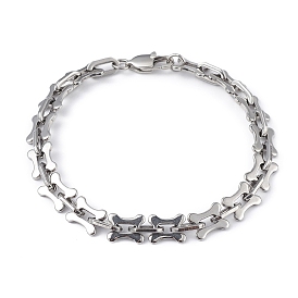 304 bracelet en acier inoxydable avec os de chien et chaîne à maillons ovales pour femme