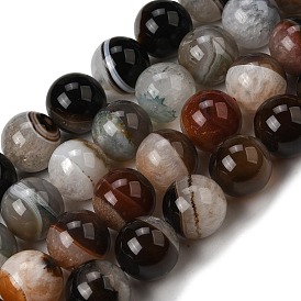 Природный агат бисер нитей, окрашенная и подогревом, круглые