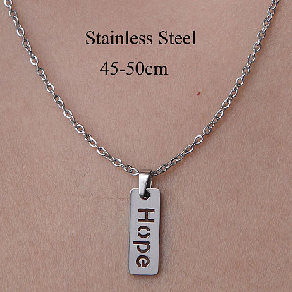 201 Stainless Steel Word Hope Pendant Necklace