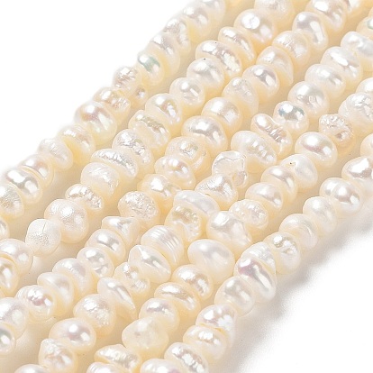 Natural Keshi Pearl Beads Strands, Cultured Freshwater Pearl, Grade 3A+, Baroque Pearls, Rondelle