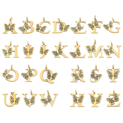 Ионное покрытие (ip) 201 подвески из нержавеющей стали, письмо с подвесками-бабочками, золотые