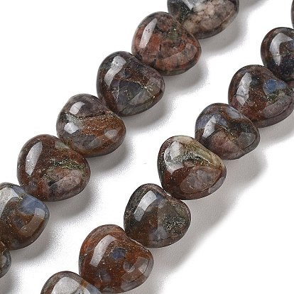 Бусы из натурального глаукофана, сердце