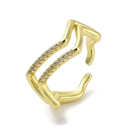 Brass Micro Pave Cubic Zirconia Open Cuff Rings