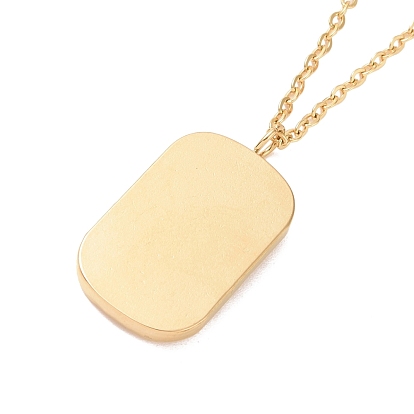 Ion Plating(IP) 304 Stainless Steel Rectangle Rectangle Pendant Necklace for Women