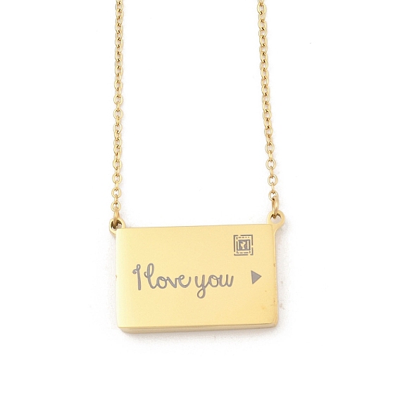 304 прямоугольный кулон из нержавеющей стали с надписью «Я люблю тебя» с цепочкой и кабелем