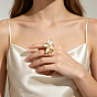 Anillos abiertos de aleación esmaltada para mujer, flor