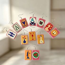 Boucles d'oreilles pendantes en poudre acrylique pailletée pour femmes, platine