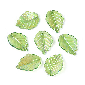 Подвески из прозрачного пластика, очарование листа, с покрытием AB цвета