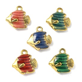 304 из нержавеющей стали шармы эмали, очарование рыбы, ионное покрытие (ip), реальный 18 k позолоченный