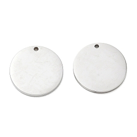 Pendentifs en acier inoxydable, charmes rondes plates, estampillage d'une étiquette vierge