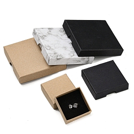 Квадратная картонная бумажная шкатулка для драгоценностей, с губкой внутри, для упаковки колье и сережек