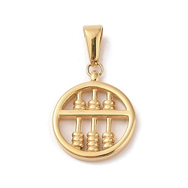 Vacuum Plating 304 Stainless Steel Pendants, Flat Round Abacus Charm