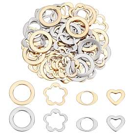 Unicraftale 80Pcs 8 Style 304 Stainless Steel Linking Rings, Mixed Shapes