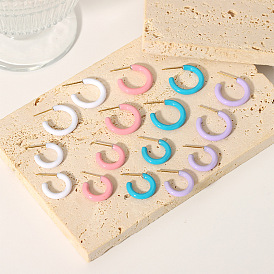 Простые и элегантные 304 серьги-гвоздики из нержавеющей стали в форме буквы С, золотые