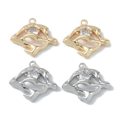Brass Pendant, with Clear Cubic Zirconia