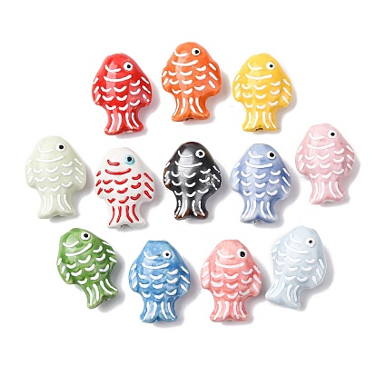 Фарфоровые бусины ручной работы, рыба, пастельный фарфор