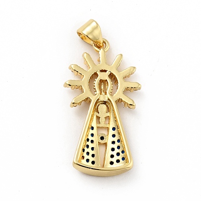 Rack Plating Brass Micro Pave Cubic Zirconia Pendants, Long-Lasting Plated, Lead Free & Cadmium Free, Godfather