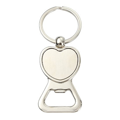 1 ouvre-bouteilles cabochon en alliage de zinc, avec porte-clés fendu, cœur