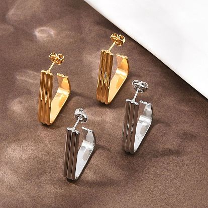 304 серьги-гвоздики трапециевидной формы из нержавеющей стали, ручная полировка