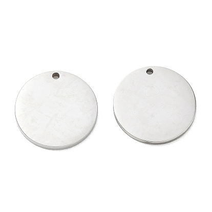 Pendentifs en acier inoxydable, charmes rondes plates, estampillage d'une étiquette vierge