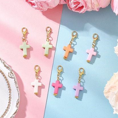 Акриловые кресты подвесные украшения, с цинковым сплавом застежками омаров коготь