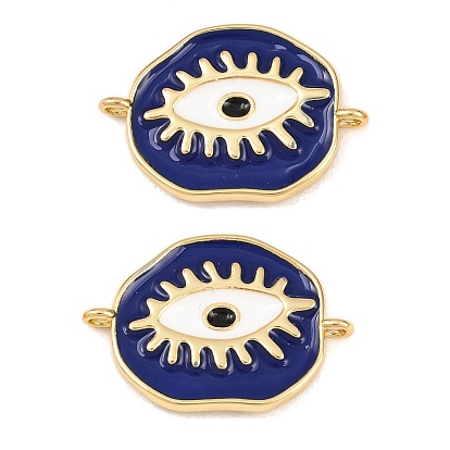 Латунные эмалированные синие подвески-шармы в виде звеньев, символизирующих сглаз, стойки покрытие, долговечный, без кадмия и без свинца