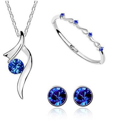 Collar con colgante torcido de diamantes de imitación y brazalete de diamantes y aretes, conjunto de joyas de aleación de platino para mujer