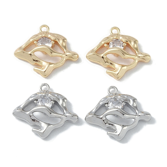 Brass Pendant, with Clear Cubic Zirconia