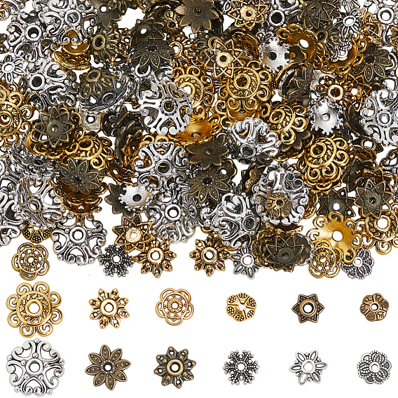 360шт 12 стили колпачки из сплава в тибетском стиле, цветок