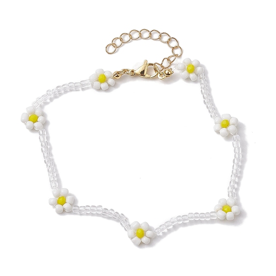 Граненое стекло-рондель и браслет со стеклянными семенами, браслеты с цветочным шармом