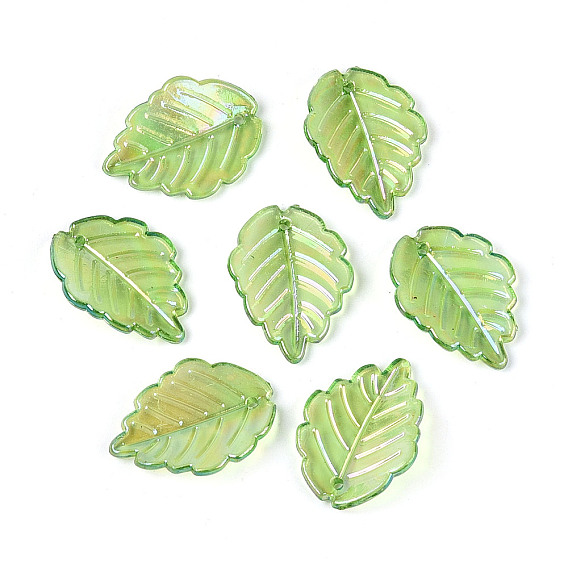 Подвески из прозрачного пластика, очарование листа, с покрытием AB цвета