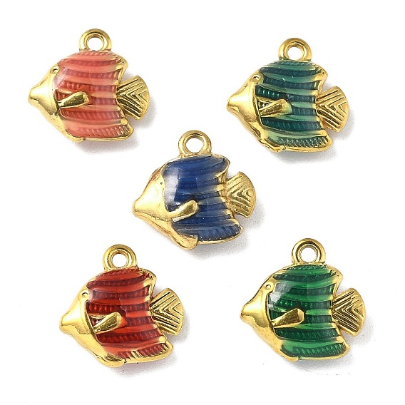 304 из нержавеющей стали шармы эмали, очарование рыбы, ионное покрытие (ip), реальный 18 k позолоченный