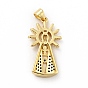 Rack Plating Brass Micro Pave Cubic Zirconia Pendants, Long-Lasting Plated, Lead Free & Cadmium Free, Godfather