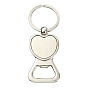 1 ouvre-bouteilles cabochon en alliage de zinc, avec porte-clés fendu, cœur