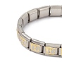 Tile Bracelet, 304 Stainless Steel Rectangle Beaded Stretch Bracelet for Women, Stainless Steel Color