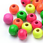 Spray Painted Natural Wood Beads, Round, Lead Free