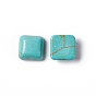 Craft Findings Dyed Synthetic Turquoise Gemstone Flat Back Cabochons, Square