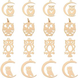 16Pcs 4 Style  201 Stainless Steel Pendants, For Halloween, Oval