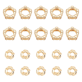 CHGCRAFT 20Pcs 2 Style Brass Beads, Nickel Free, Wave & Flat Round