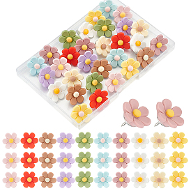 30шт 10цвета цветок смола канцелярские кнопки, с платиновым тон железа контактный