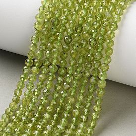 Природный перидот бисер нитей, граненые, круглые, класс А