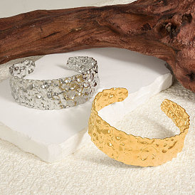 304 текстурированные браслеты-манжеты из нержавеющей стали для женщин